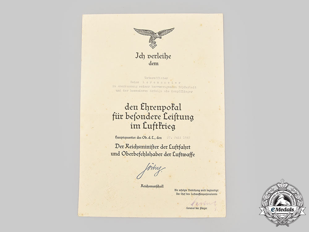 germany,_luftwaffe._a_lot_of_award_documents_to_unteroffizier_heinz_lorenzmeier,_kampfgeschwader27_l22_mnc6688_263_1_1_1