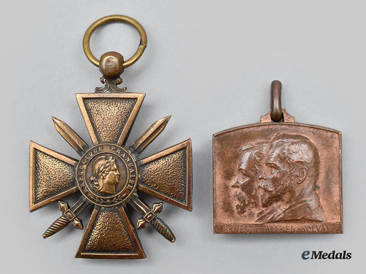france,_republic._a_french_first_war_croix_de_guerre_and_belgium_solvay25_th_anniversary_medal_l22_mnc6963_186