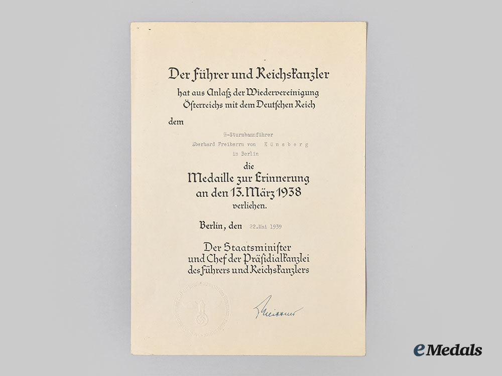 germany,_ss._an_anschluss_medal,_with_award_document,_to_ss-_sturmbannführer_eberhard_freiherr_von_künsberg_l22_mnc8125_034