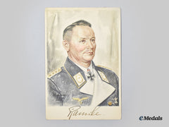 Germany, Luftwaffe. A Signed Lithograph Portrait Of General Hermann-Bernhard Ramcke