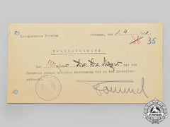 Germany, Wehrmacht. A Potsdam War Academy Certificate With Rommel Signature