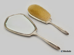 Canada, Commonwealth. A Monogrammed Vanity Set Of Mirror And Handheld Brush, By Birks