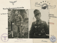 Luftwaffe Award Documents To Oberjäger Hinrich Von Glahn