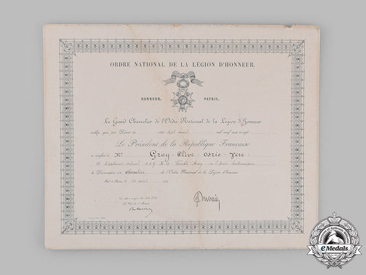 france,_iii_republic._a_national_order_of_the_legion_of_honour_document_to_assistant_adjutant-_general_lieutenant-_colonel_clive_osric_vere_gray,_c.m.g.,_d.s.o.,_seaforth_highlanders1920_m19_14323
