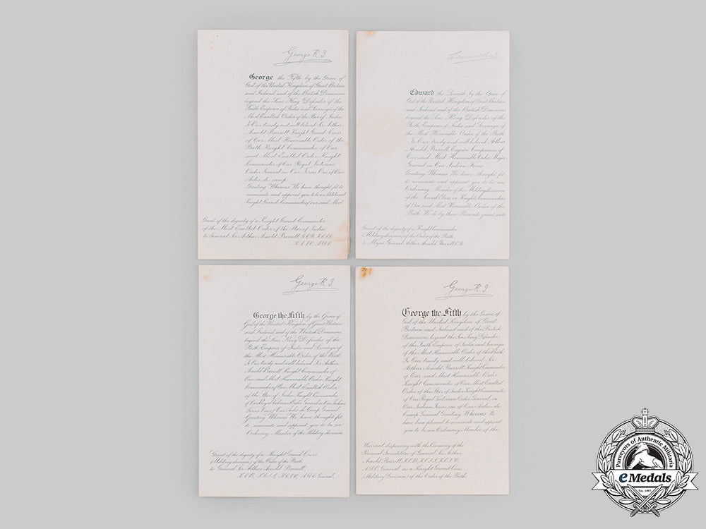 united_kingdom._four_award_documents_to_field_marshal_sir_arthur_arnold(_archie)_barrett_gcb,_gcsi,_kcvo,_adc_m19_17945
