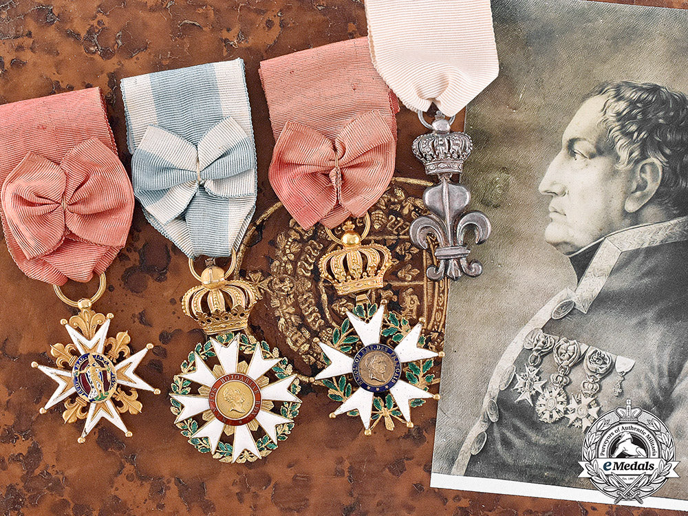 france,_napoleonic_kingdom._four_royal_awards_to_d’agon_de_la_contrie,_commander_of_phalsbourg1816-1830._m19_20871_1_1_1_1