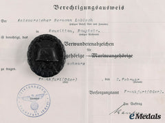 Germany, Third Reich. A Wound Badge And Document To Hermann Labisch