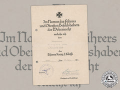 Germany, Heer. An Ek2 Document To Defender Of Normandy, Signed By Oak Leaves Recipient Oberst Pietzonka