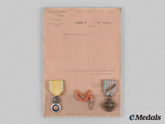 France, Iii Republic. Two Mounted Awards And Award Document