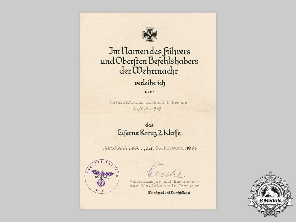 germany,_heer._an_extensive_lot_of_award_documents_to_unteroffizier_richard_lehrmann,_grenadier-_regiment503_m20_1233m19_17416