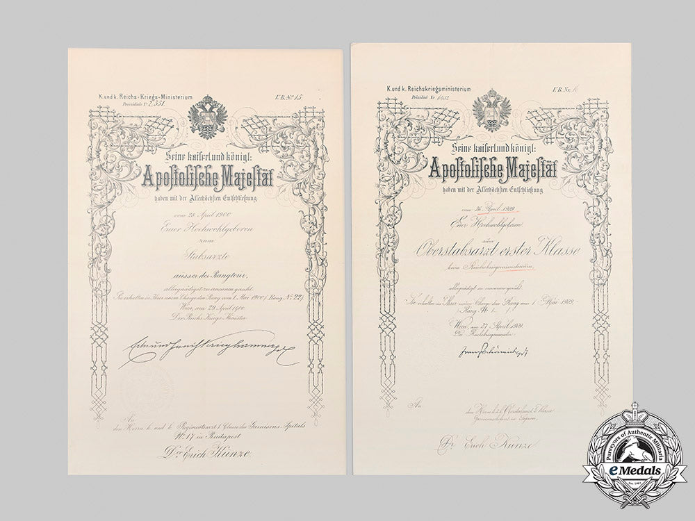 austria,_imperial._six_large_promotion_certificates_to_general_staff_surgeon_dr._erich_kunze_c.1900_m20_1339_mnc3409_1