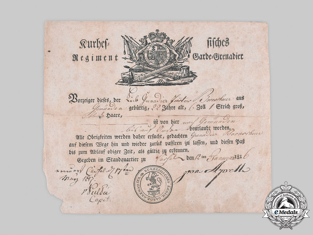 hesse,_grand_duchy._a_leave_of_absence_certificate_to_life_grenadier_bornscheur,1816_m20_1602_emd3325_1_1