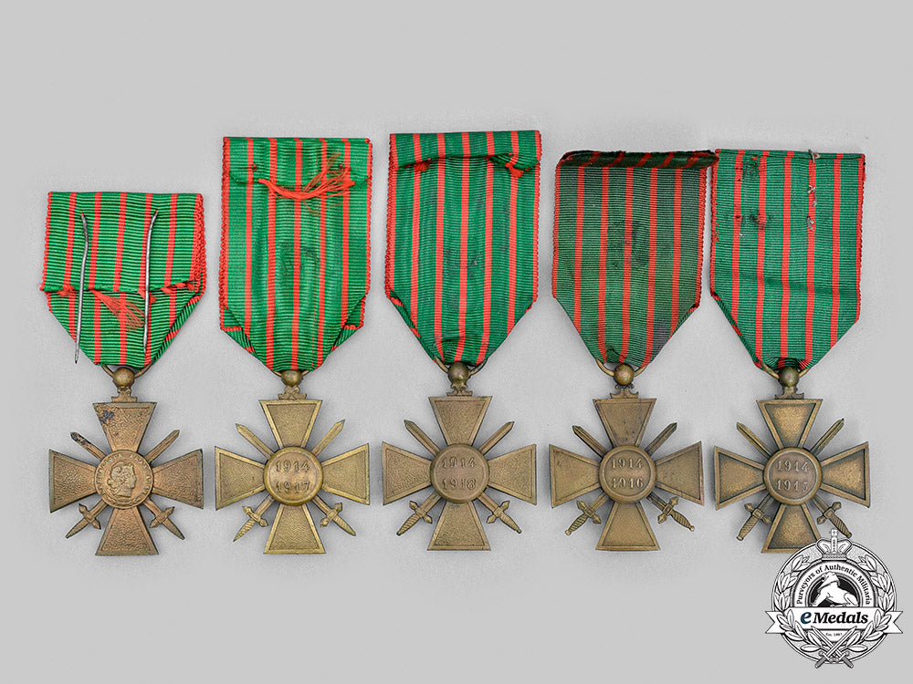 france,_iii_republic._a_first_war_lot_of_five_war_crosses1914-1918_m20_2758_mnc6155_1