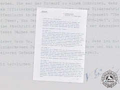 Germany, Kriegsmarine. A Signed Postwar Letter From Großadmiral Karl Dönitz