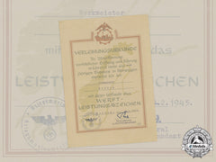 Germany, Kriegsmarine. A Rare Award Document For A Shipyard Merit Badge To Werkmeister Kläden