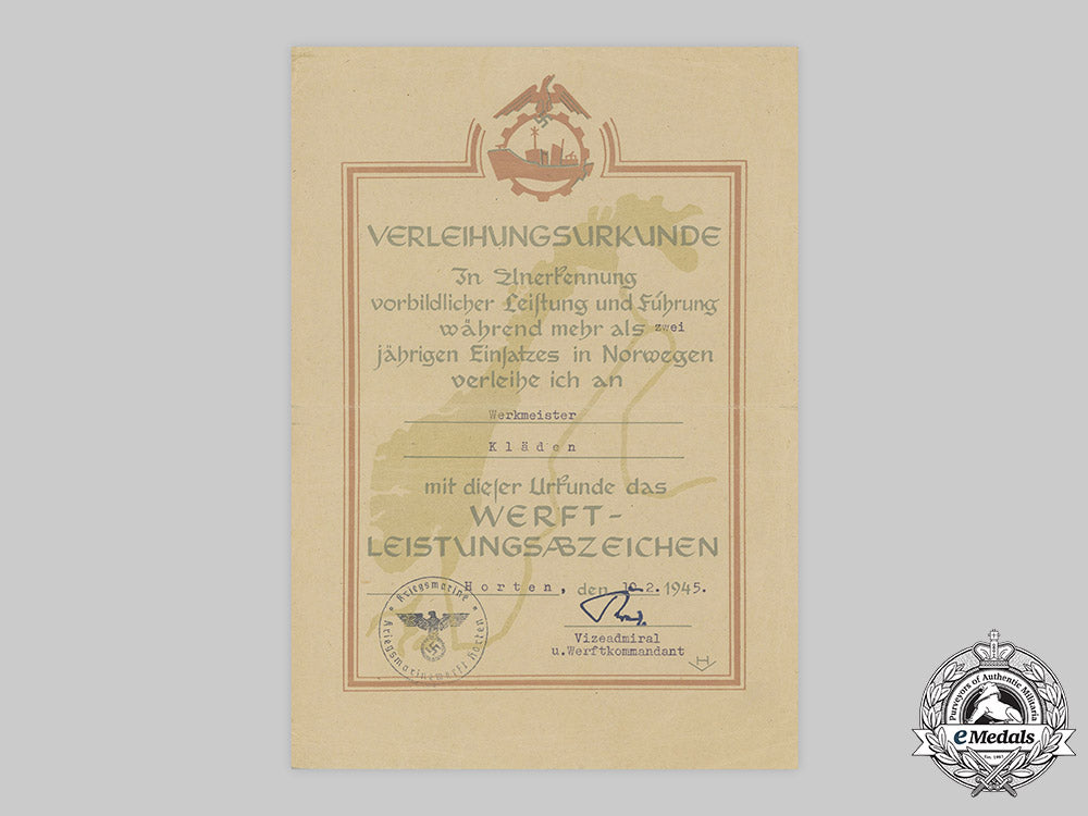 germany,_kriegsmarine._a_rare_award_document_for_a_shipyard_merit_badge_to_werkmeister_kläden_m20_878m19_17413_1