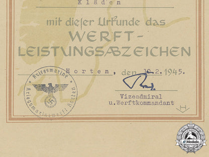 germany,_kriegsmarine._a_rare_award_document_for_a_shipyard_merit_badge_to_werkmeister_kläden_m20_879m19_17411_1