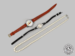 Jewellery. A Lot Of Two Watches & A Pearl Necklace