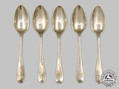 Germany, Hohenzollern. A Lot Of Five Hohenzollern Silver Table Spoons, C.1910