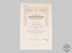 Austria, Imperial. A Large First War Military Merit Medal Document To Oberleutnant Gally