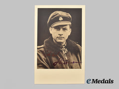 Germany, Ss. A Wartime-Signed Postcard Of Ss-Hauptsturmführer Michael Wittmann