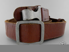 A Brown Leather Shoulder Strap; Rzm Marked