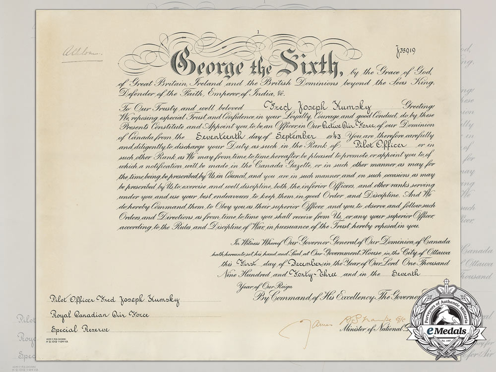 a_commission_document_for_pilot_officer_kumsky(_kumchy)_dfc_rcaf_p_807