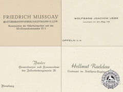 Four German Military Business Cards; Mussgay, Joachim, Basler, & Raddau