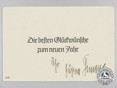 A New Year’s Christmas Card Signed By Gauleiter Gustav Simon; Chief Of Luxembourg