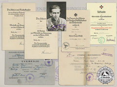 A Document Group To Ss-Staffelmann Serving With Ss-Divisions Der Führer, Prinz Eugen; Yugoslav Pow