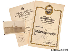 Rare Kriegsmarine Destroyer Award Document