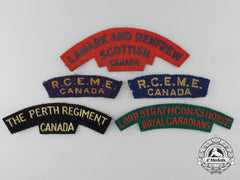 Five Second War Canadian British-Made "Aldershot Weave" Shoulder Flashes