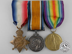 A First War Medal Trio To Private C.w. Foster; Northamptonshire Regiment