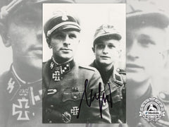 A Post War Signed Photograph Of Knight's Cross Recipient; Walter Girg