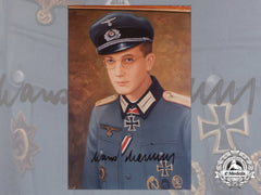 A Post War Signed Photograph Of Knight's Cross Recipient; Hans Heiland