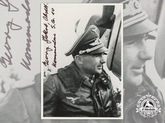 A Post War Signed Photograph Of Knight's Cross Recipient; Georg Jakob