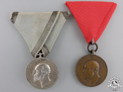 Two Bulgarian Tsar Ferdinand I Medals For Merit