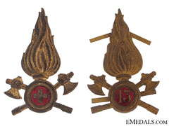 Two Italian Fireman Badges