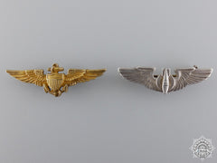 Two Second War American Silver Wings; Reduced Versions