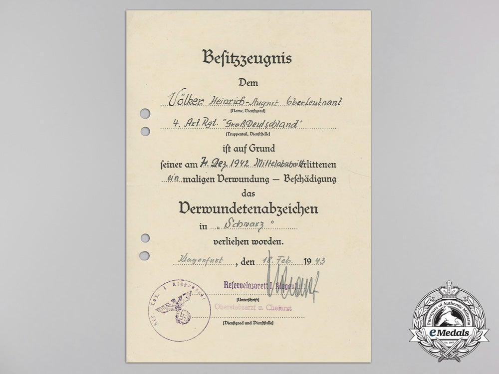 a_panzer_grenadier_division_großdeutschland;_black_wound_badge_award_document_u_464