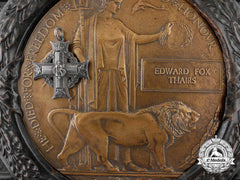 A Memorial Plaque & Cross To Lieutenant Edward F. Thairs; Battle Of Amiens