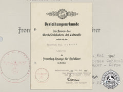 A Silver Grade Reconnaissance Clasp Award Document 1941