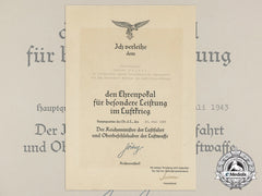 Germany, Luftwaffe. An Honour Goblet Award Document To Reconnaissance Pilot 23.7.1943