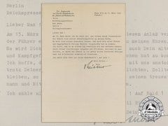 A Letter From Chief Of The Presidential Chancellery Otto Meissner To Ss-Obergruppenführer Max Amann