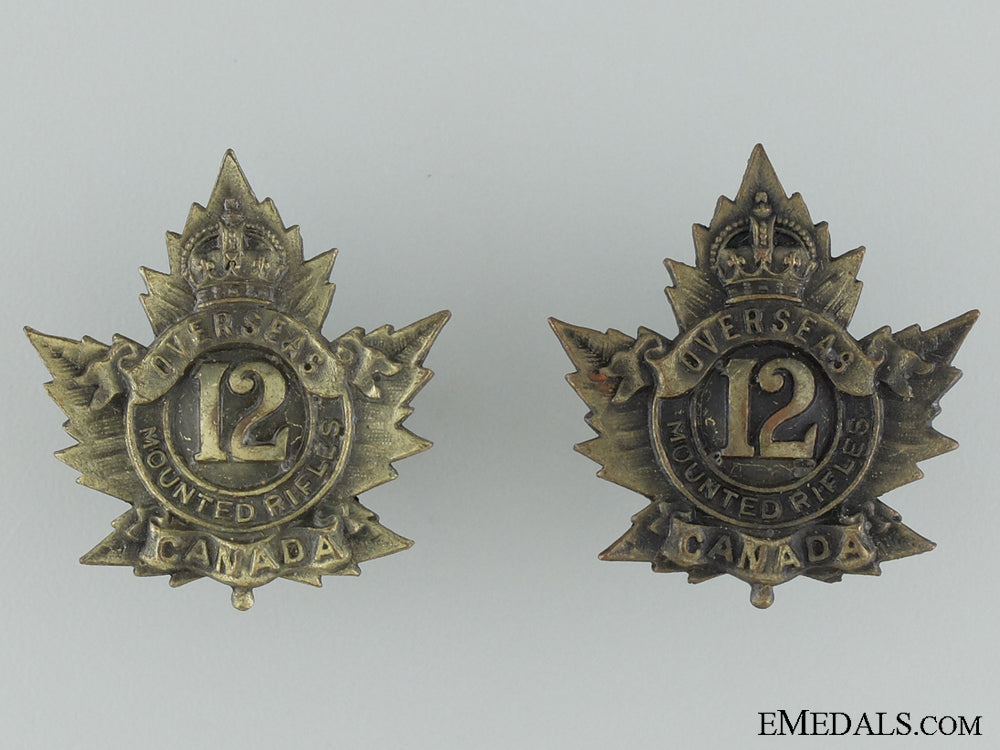 wwi12_th_mounted_rifle_battalion_collar_badge_pair_wwi_12th_mounted_53752c226be2e