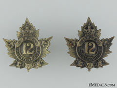 Wwi 12Th Mounted Rifle Battalion Collar Badge Pair