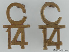 Wwi 14Th Infantry Battalion Collar Insignia Pair