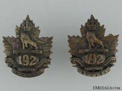 Wwi 192Nd Infantry Battalion Collar Badge Pair