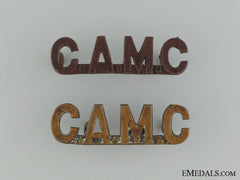 Wwi Canadian Army Medical Corps Shoulder Title Pair