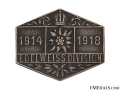 Wwi Edelweiss Division Veterans Badge 1914-1918